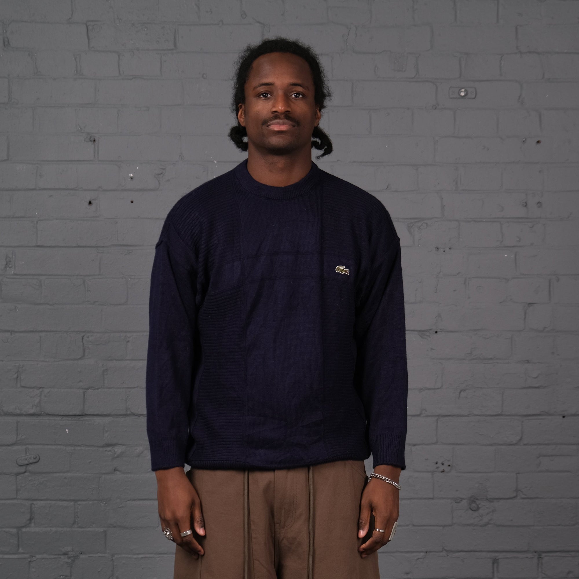Vintage Lacoste Knitted Crewneck Jumper in Navy