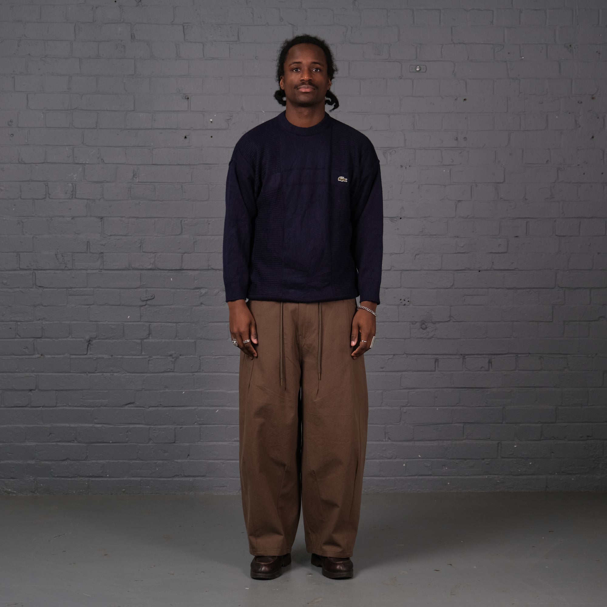 Vintage Lacoste Knitted Crewneck Jumper in Navy