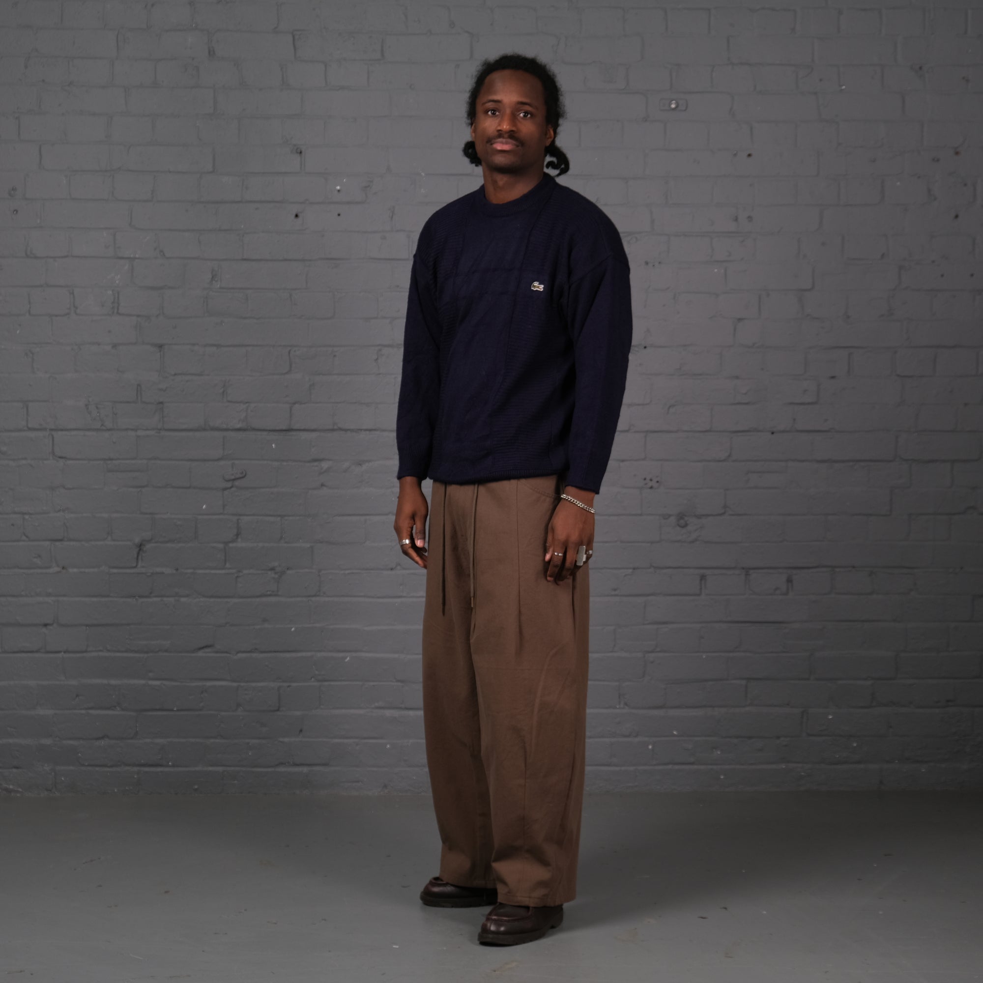 Vintage Lacoste Knitted Crewneck Jumper in Navy