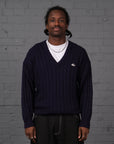 Vintage Lacoste Knitted V-Neck Jumper in Navy