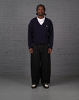 Vintage Lacoste Knitted V-Neck Jumper in Navy