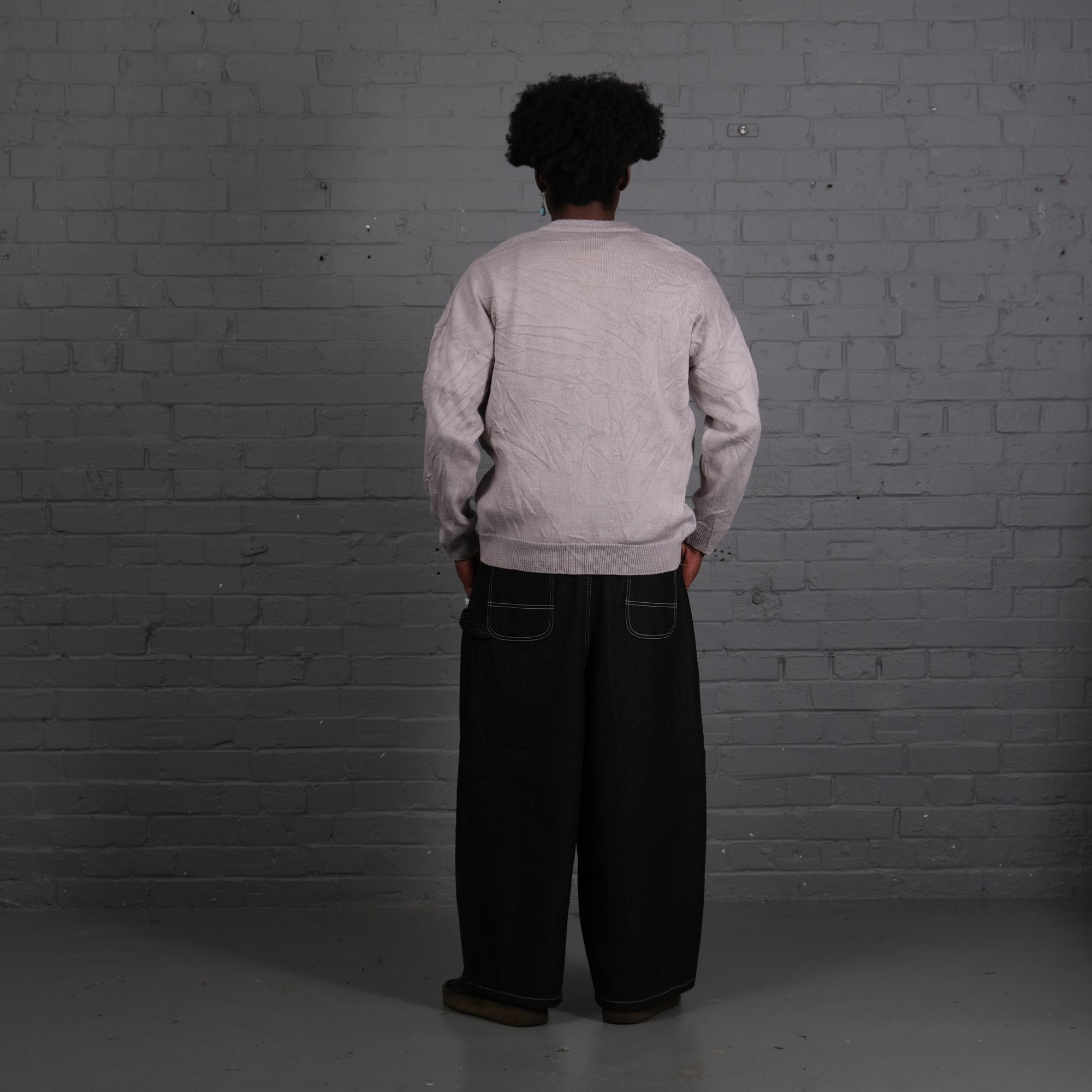 Vintage Lacoste Knitted V-Neck Jumper in Silver