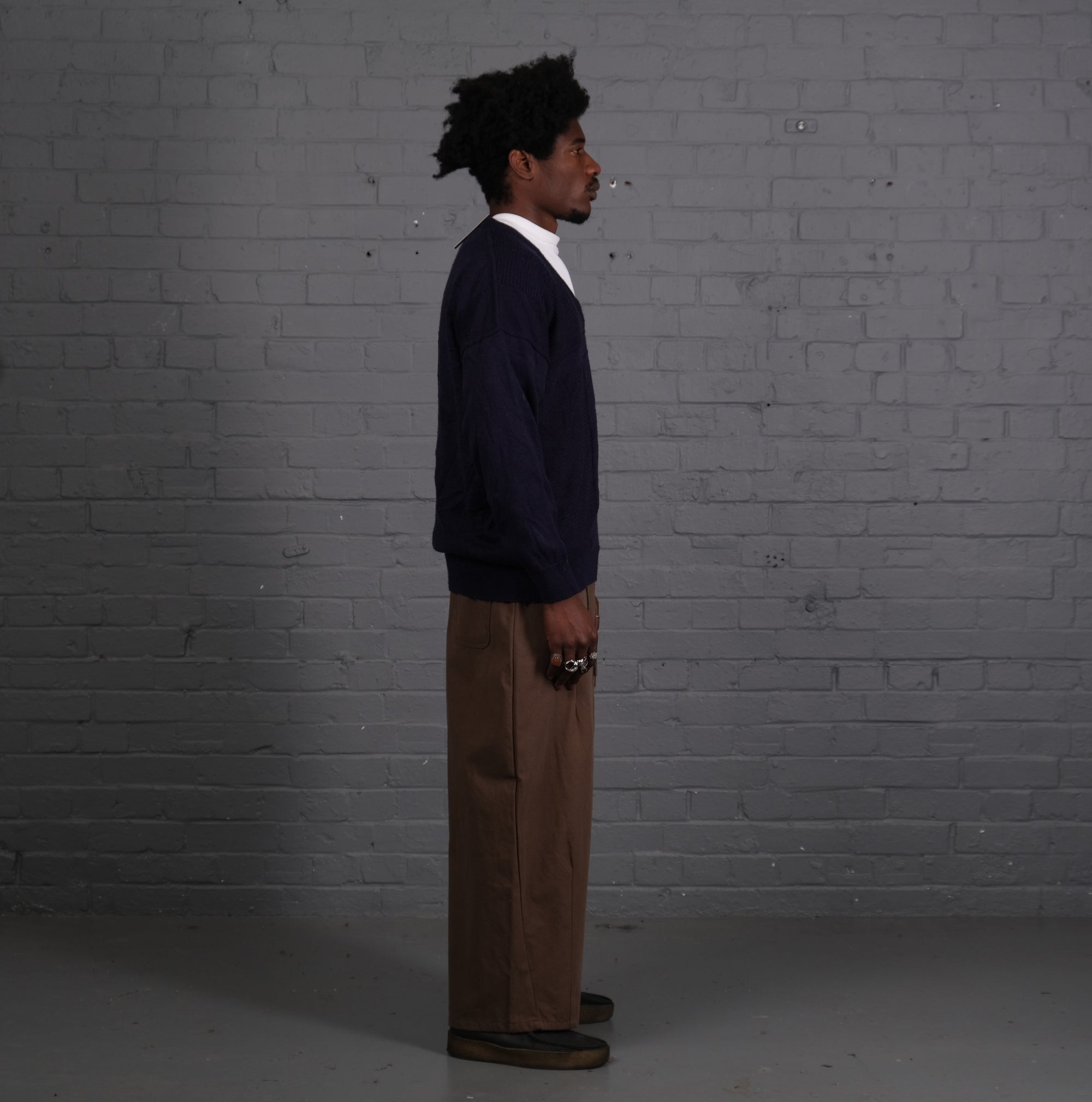 Vintage Lacoste Knitted V-Neck Jumper in Navy