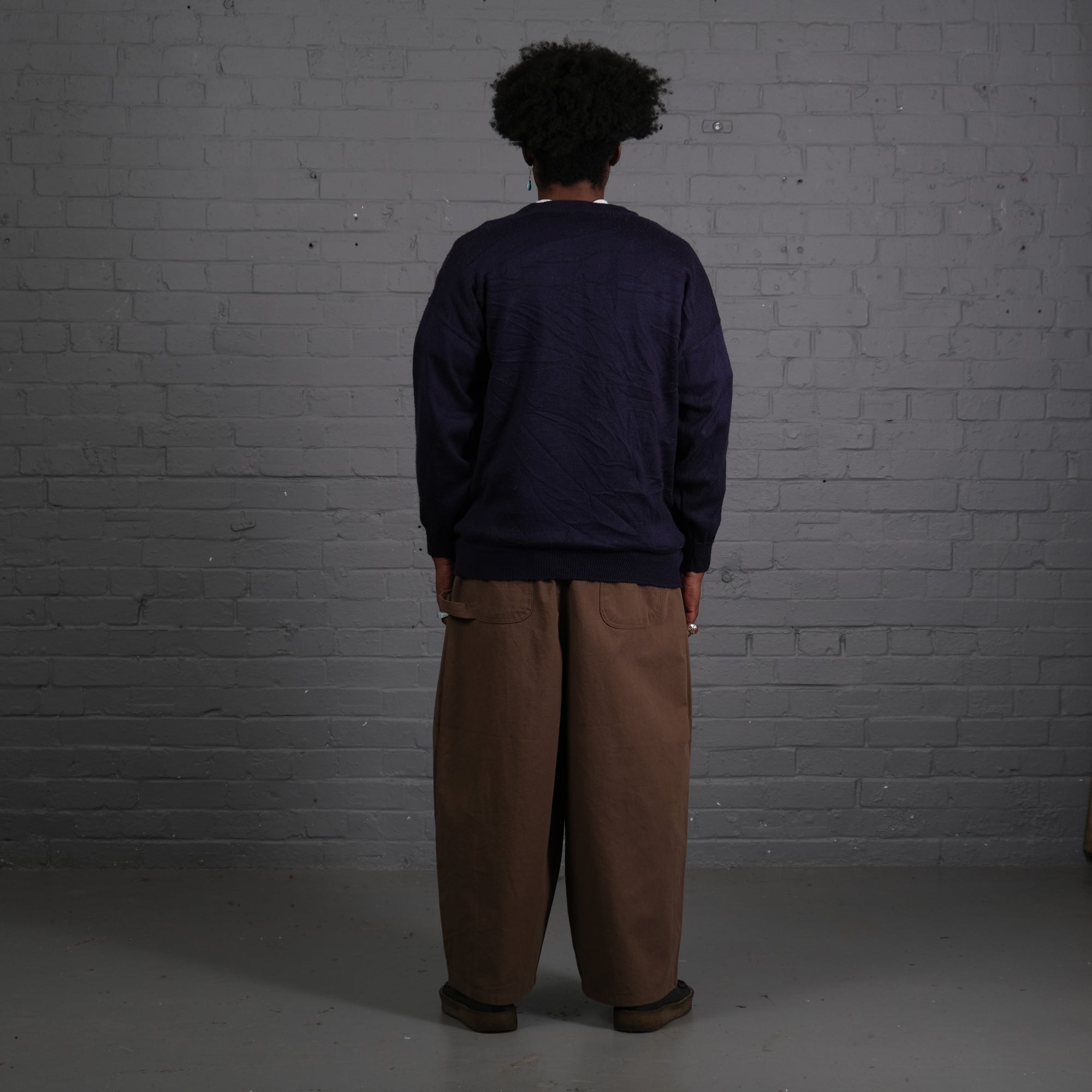 Vintage Lacoste Knitted V-Neck Jumper in Navy