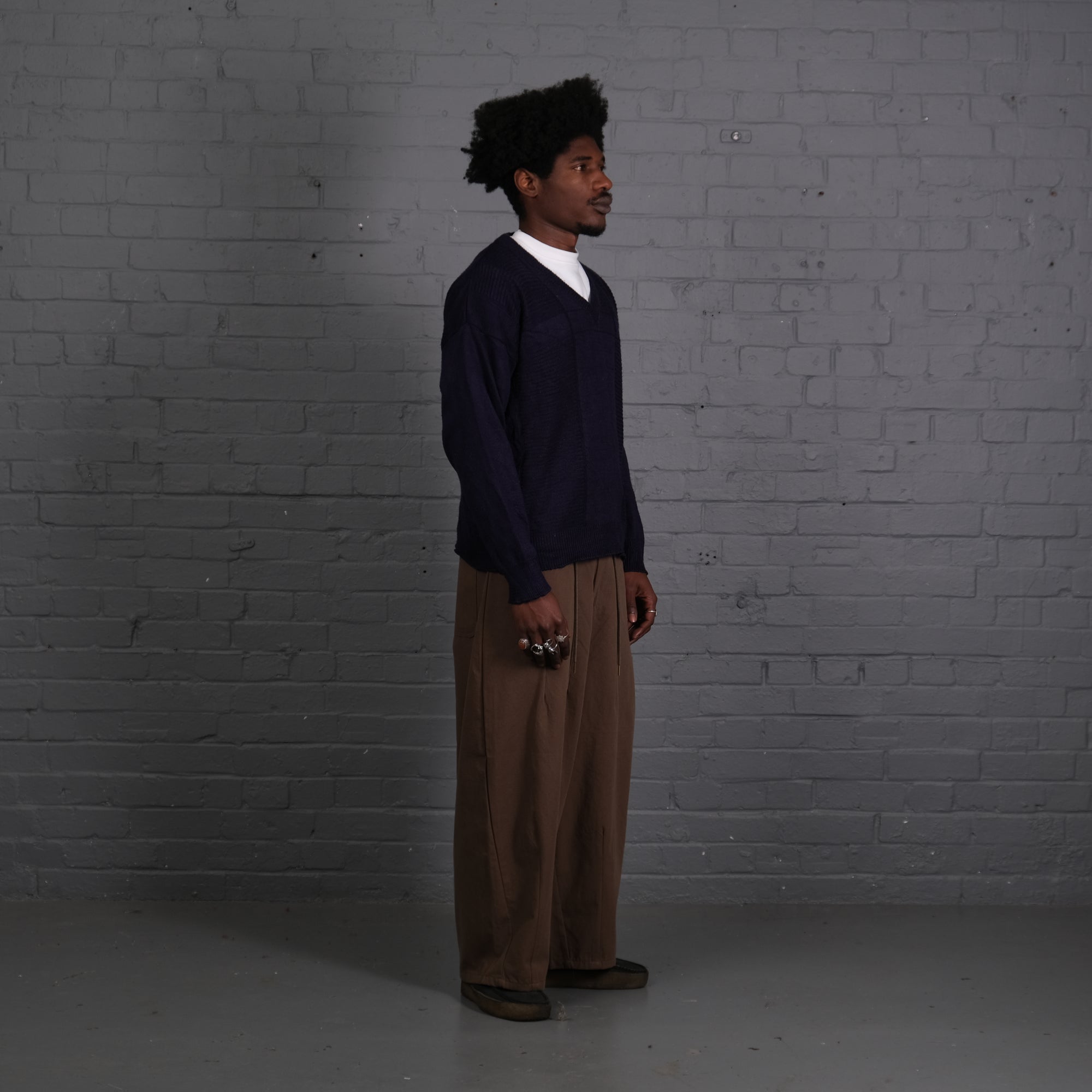 Vintage Lacoste Knitted V-Neck Jumper in Navy