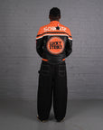 Vintage Lucky Strike Racing Leather Jacket in Orange & Black