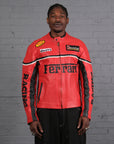 Vintage Ferrari Racing Leather Jacket in Red