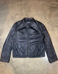 Vintage Lambretta Leather Racer Jacket in soft black leather