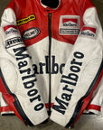 Vintage Malrboro Leather Racing Jacket in heavy red and white leather