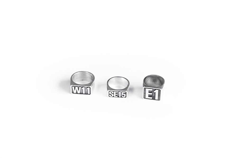 Silver Custom Postcode Signet Ring