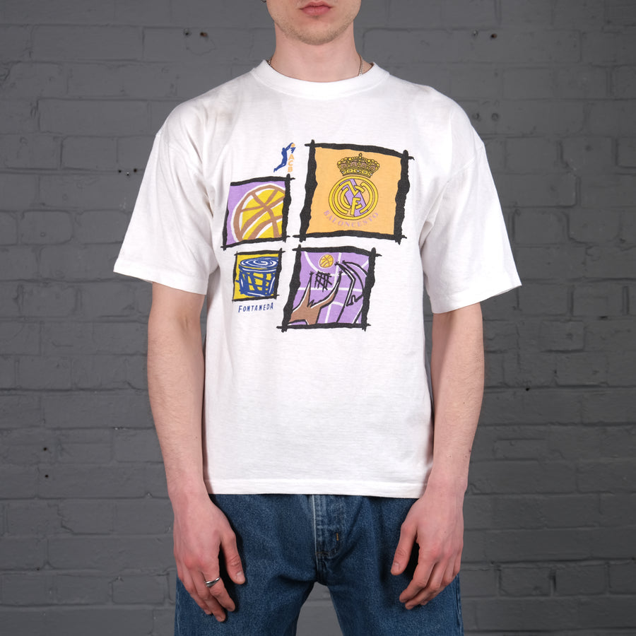 Vintage Madrid Basketball graphic t-shirt in White