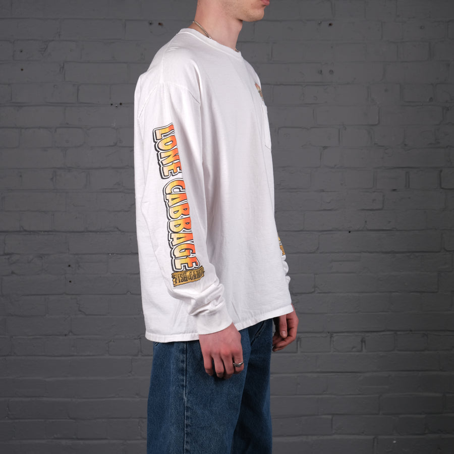 Vintage Lone Cabbage graphic long sleeve t-shirt in white