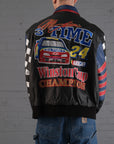 Jeff Gordon Nascar Leather Bomber Jacket in Black