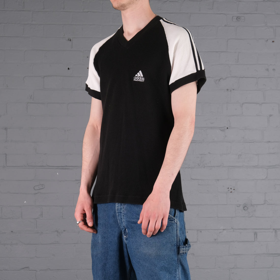 Vintage Adidas knitted style top in black