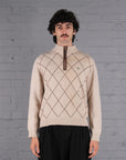 Vintage Lacoste Knitted Quarter Zip Jumper in Beige