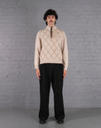 Vintage Lacoste Knitted Quarter Zip Jumper in Beige