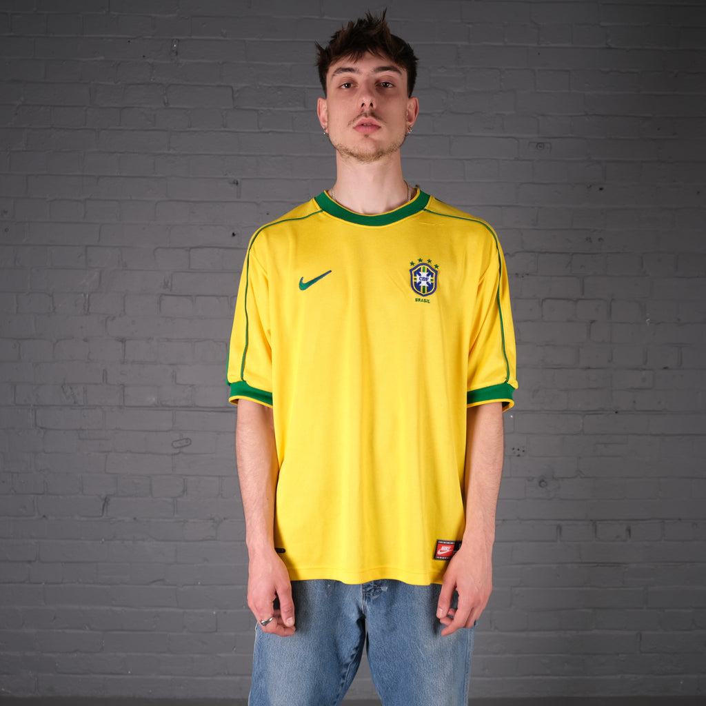 Vintage Nike Brazil 98-00 Home Kit Football Shirt