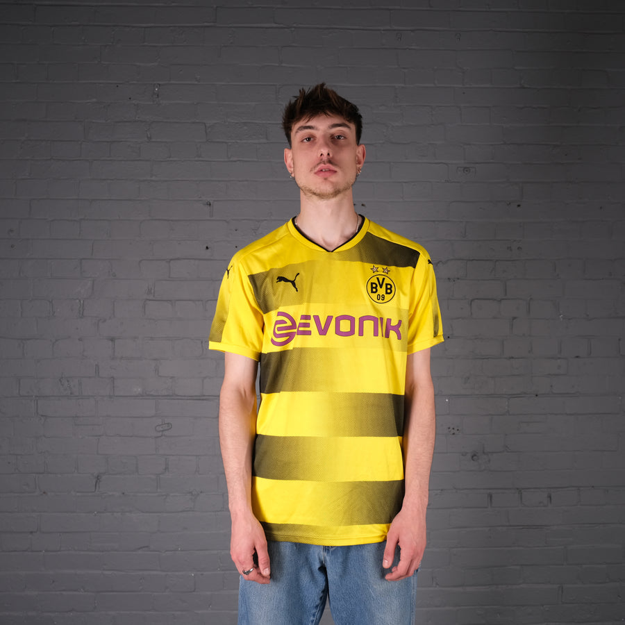 Vintage Puma Aubameyang Borussia Dortmund 17-18 Home Kit Football Shirt