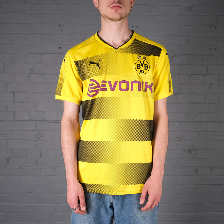 Vintage Puma Aubameyang Borussia Dortmund 17-18 Home Kit Football Shirt