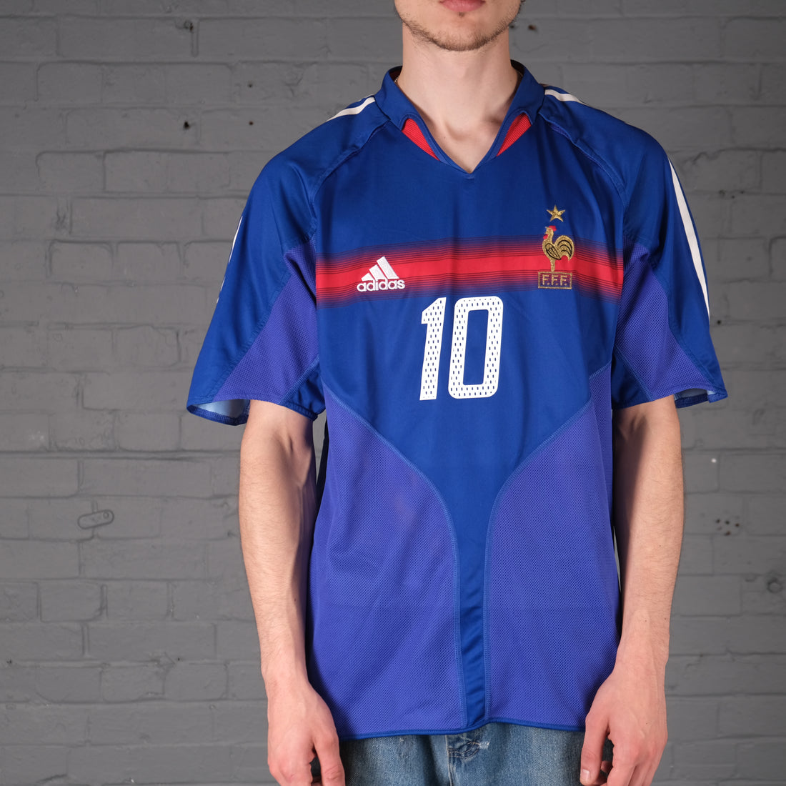 Vintage Adidas Zidane France 04-06 Home Kit Football Shirt