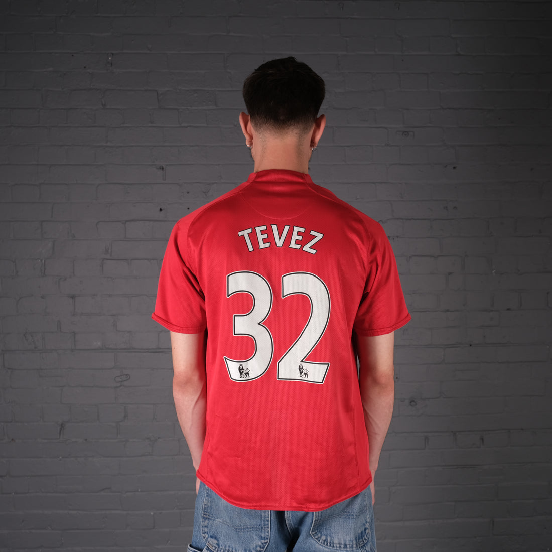 Vintage Nike Tevez Man Utd 07-09 Home Football Shirt