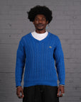 Vintage Lacoste Knitted V-Neck Jumper in Blue