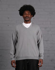 Vintage Lacoste Knitted V-Neck Jumper in Silver