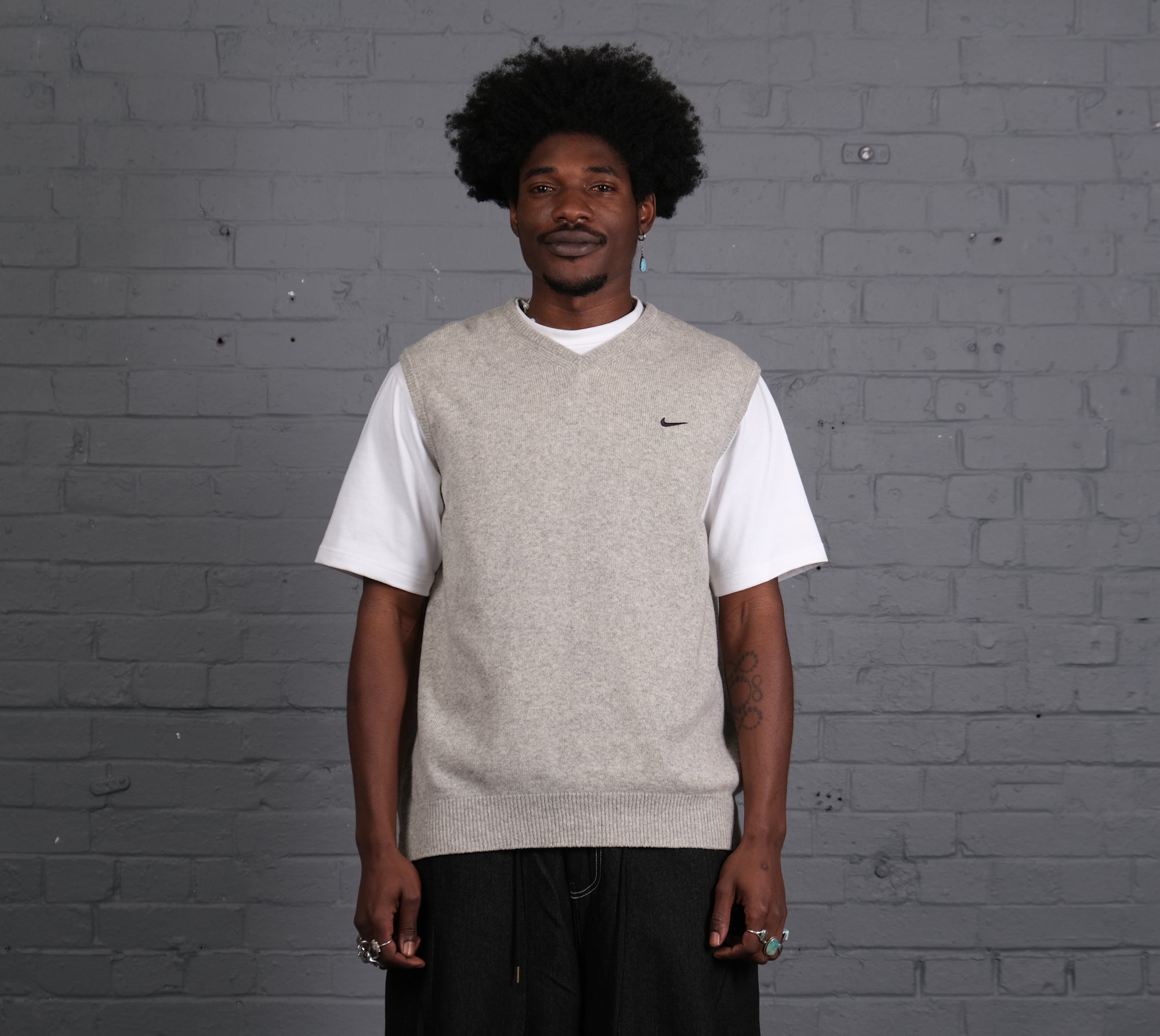 Vintage Nike Knitted Vest Jumper in Grey