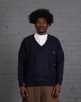 Vintage Lacoste Knitted V-Neck Jumper in Navy