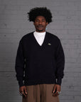 Vintage Lacoste Knitted V-Neck Jumper in Navy