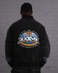 Vintage Super Bowl 2003 Suede Bomber Jacket in Black