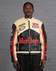 Vintage Marlboro Racing Leather Jacket in Cream & Black