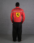 Vintage Ferrari Racing Leather Jacket in Red