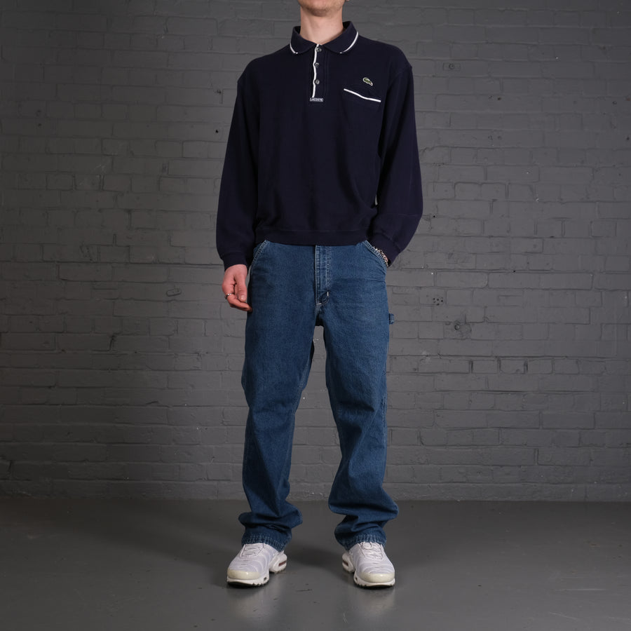 Vintage Lacoste long sleeve polo top in navy