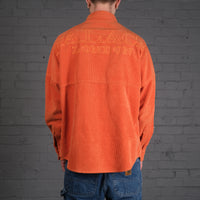 Vintage Palace washed drop shoulder cord shirt in orange