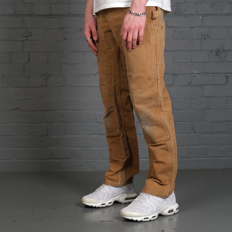Vintage Carhartt Double Knee Jeans In Tan