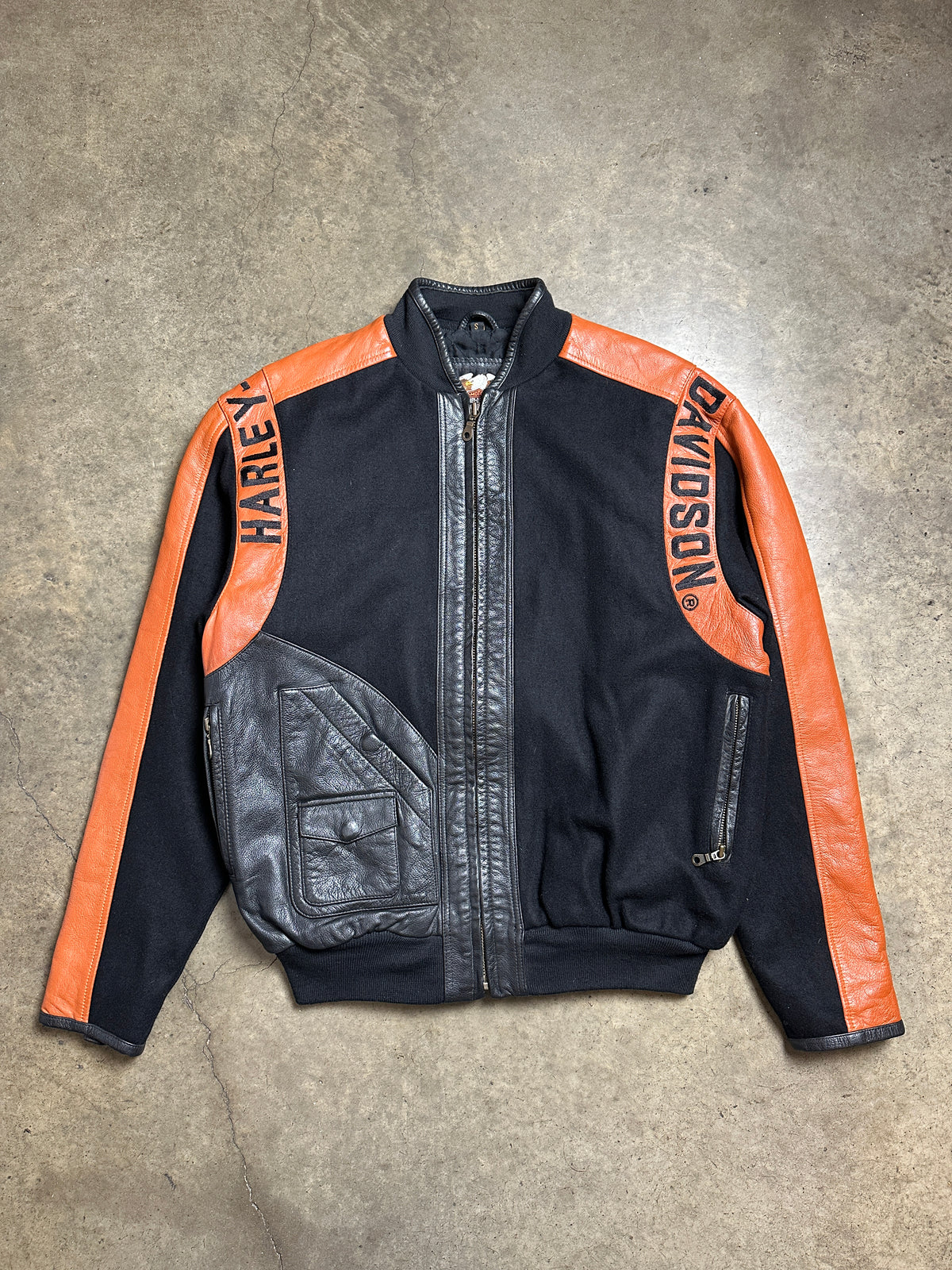 Vintage Harley Davidson Leather Varsity Jacket