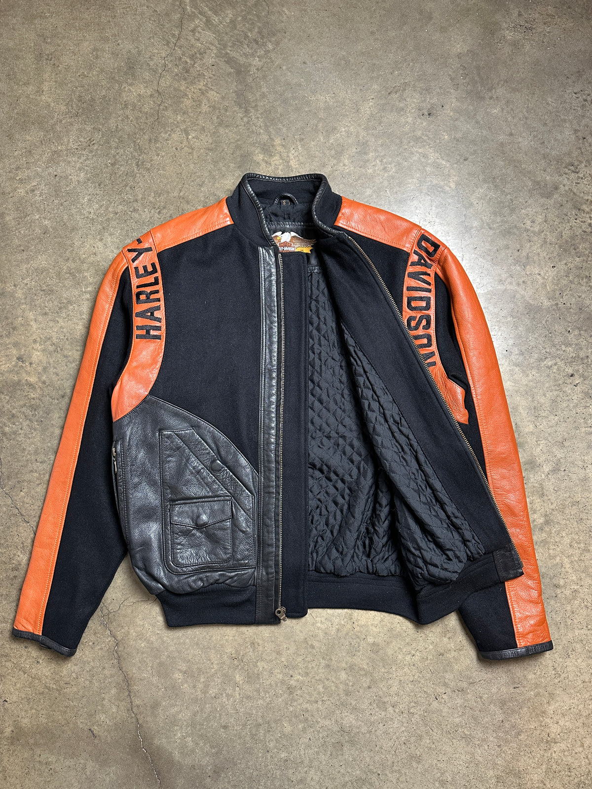 Vintage Harley Davidson Leather Varsity Jacket