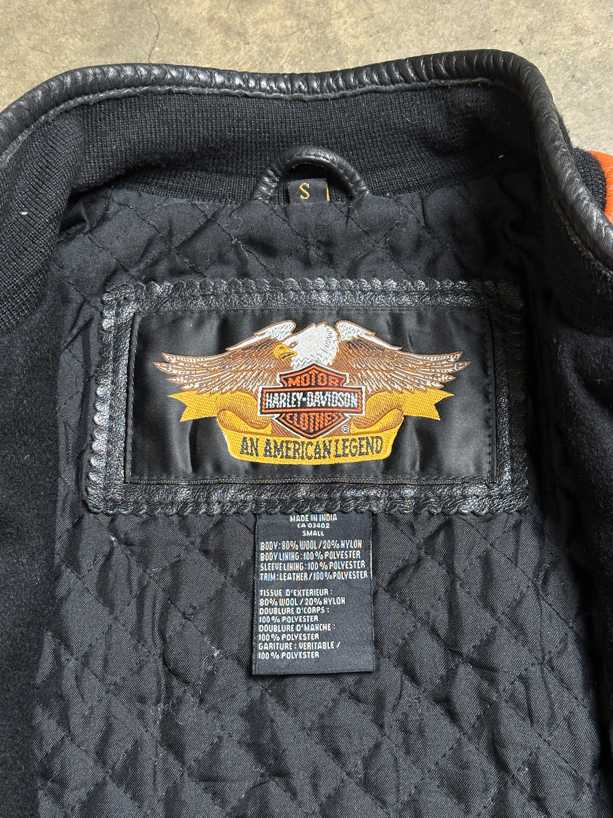 Vintage Harley Davidson Leather Varsity Jacket