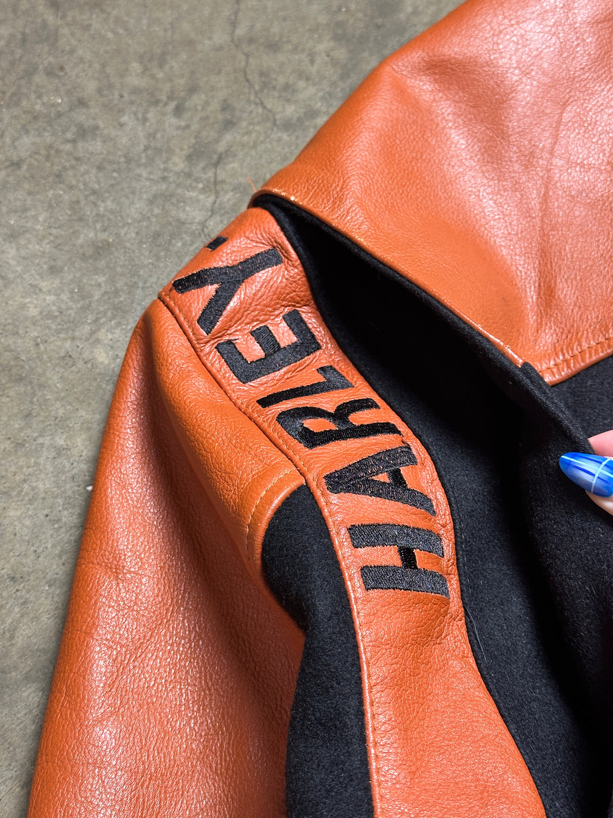 Vintage Harley Davidson Leather Varsity Jacket