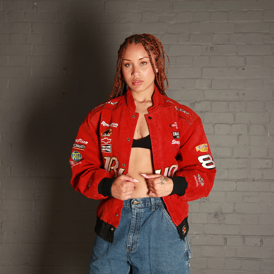 Vintage Bud Nascar Racing Bomber Jacket in Red