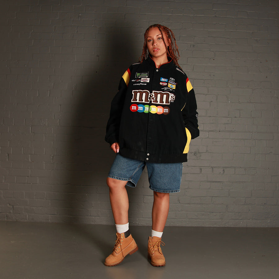 Vintage M&M Nascar Racing Bomber Jacket in Black.