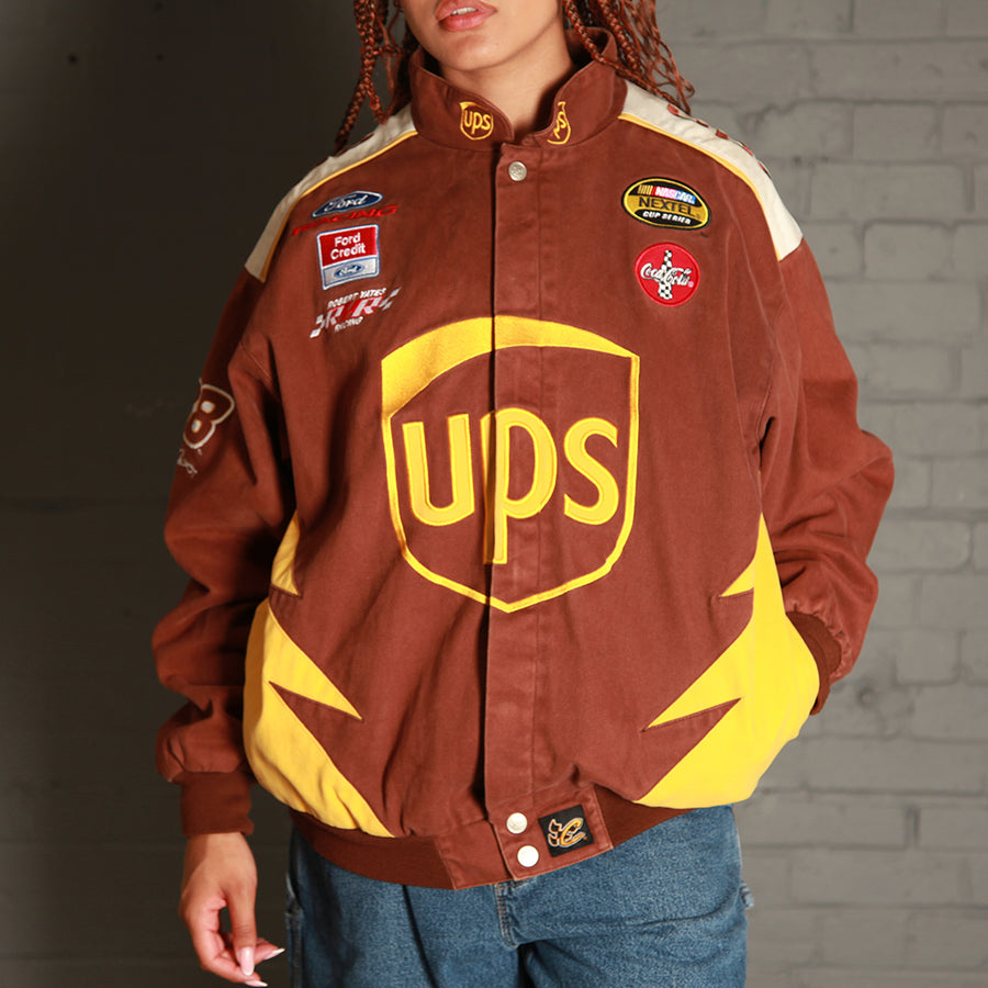Vintage UPS Nascar Racing Bomber Jacket in Brown