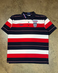 Vintage England Umbro Nationwide '02 Striped Football Polo