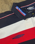 Vintage England Umbro Nationwide '02 Striped Football Polo