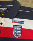 Vintage England Umbro Nationwide '02 Striped Football Polo