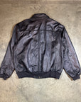 Vintage Leather Bomber Jacket in heavy black leather with collar