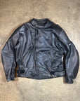 Vintage Leather Racer Jacket in heavy black leather