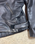 Vintage Leather Racer Jacket in heavy black leather