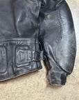 Vintage Leather Racer Jacket in heavy black leather